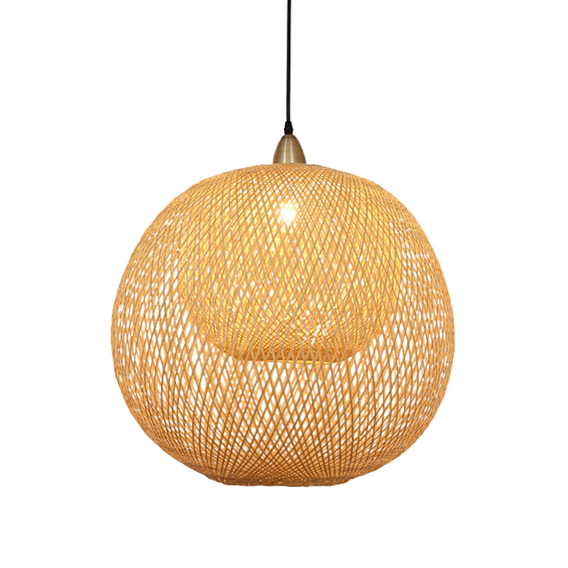 Handcrafted Ceiling Light Chinese Bamboo 1 Bulb Beige Suspended Lighting Fixture Clearhalo 'Ceiling Lights' 'Pendant Lights' 'Pendants' Lighting' 361337