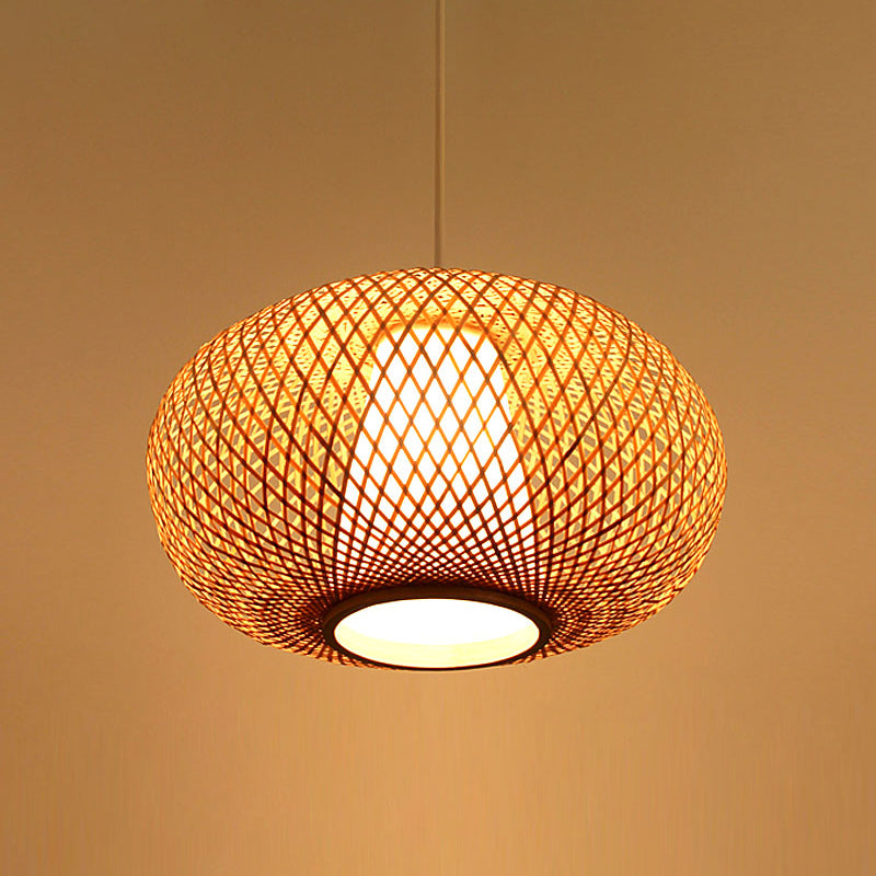 Handmade Pendant Lighting Japanese Bamboo 1 Head 14"/18" Wide Beige Hanging Light Fixture Beige Clearhalo 'Ceiling Lights' 'Pendant Lights' 'Pendants' Lighting' 361434_1ae6f5b2-4ace-4156-b45d-d14c77c797af