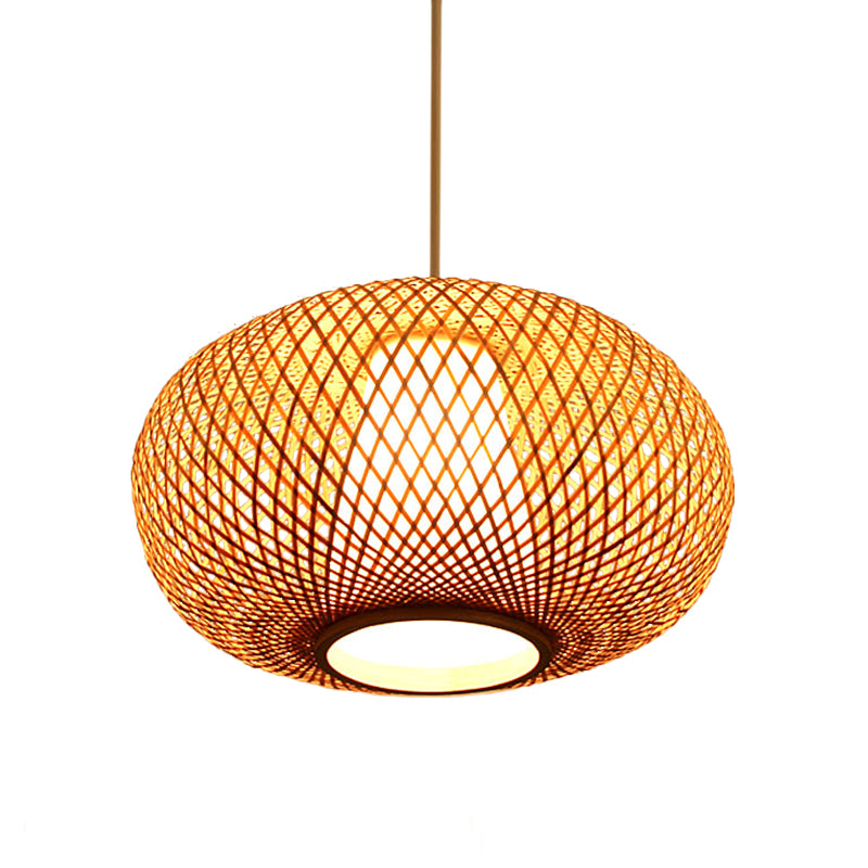 Handmade Pendant Lighting Japanese Bamboo 1 Head 14"/18" Wide Beige Hanging Light Fixture Clearhalo 'Ceiling Lights' 'Pendant Lights' 'Pendants' Lighting' 361437