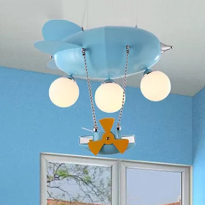 Kids Airplane Pendant Light 3 Heads Metal Chandelier with Ship in Blue for Boys Bedroom Clearhalo 'Ceiling Lights' 'Chandeliers' Lighting' options 36315