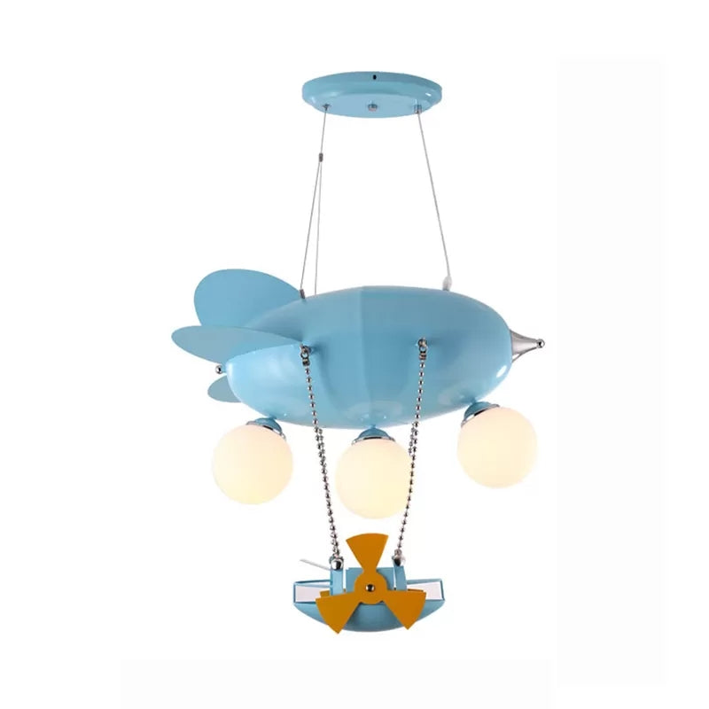 Kids Airplane Pendant Light 3 Heads Metal Chandelier with Ship in Blue for Boys Bedroom Clearhalo 'Ceiling Lights' 'Chandeliers' Lighting' options 36316