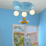 Kids Airplane Pendant Light 3 Heads Metal Chandelier with Ship in Blue for Boys Bedroom Clearhalo 'Ceiling Lights' 'Chandeliers' Lighting' options 36317