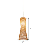 Wide Flare Ceiling Lamp Asian Bamboo 1 Bulb Beige Suspended Lighting Fixture, 6"/6.5" Wide Clearhalo 'Ceiling Lights' 'Pendant Lights' 'Pendants' Lighting' 367188