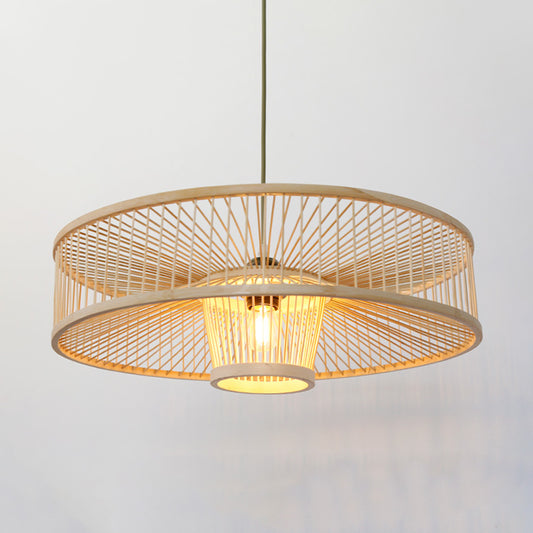 Laser Cut Pendant Light Japanese Bamboo 1 Head Suspended Lighting Fixture in Beige Clearhalo 'Ceiling Lights' 'Pendant Lights' 'Pendants' Lighting' 367230