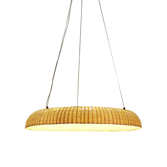 Bamboo Handwoven Pendant Lamp Chinese LED Hanging Light Fixture in Beige for Dining Room Clearhalo 'Ceiling Lights' 'Pendant Lights' 'Pendants' Lighting' 367234