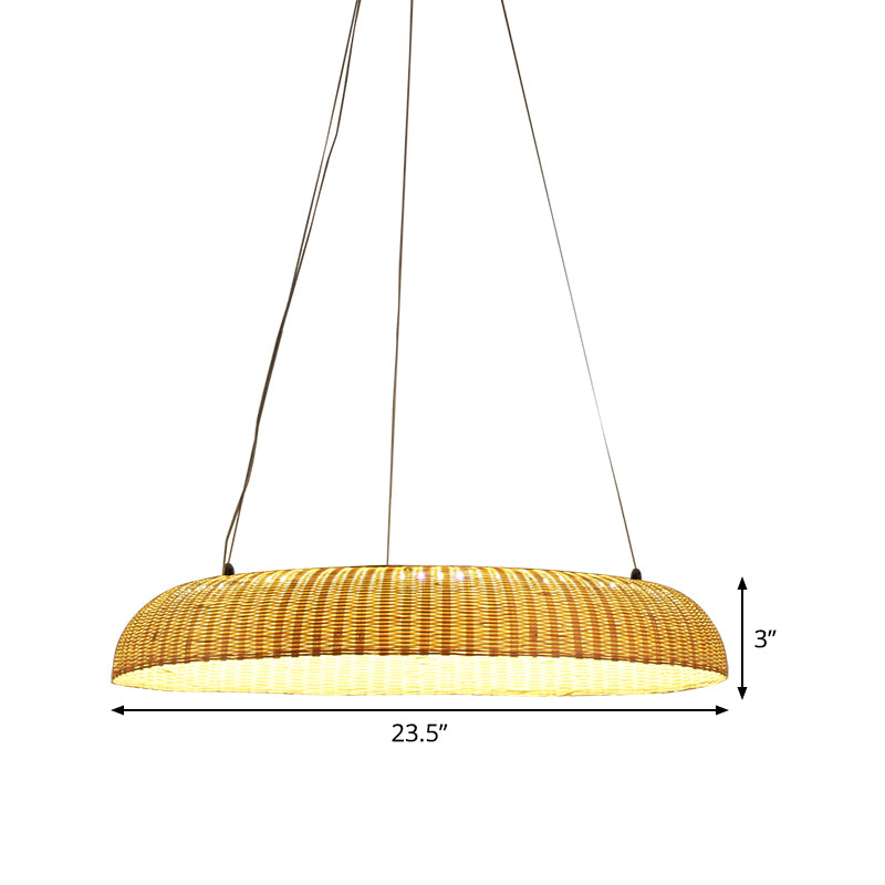 Bamboo Handwoven Pendant Lamp Chinese LED Hanging Light Fixture in Beige for Dining Room Clearhalo 'Ceiling Lights' 'Pendant Lights' 'Pendants' Lighting' 367236