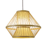 Tapered Hanging Light Chinese Bamboo 1 Head Beige Pendant Lighting Fixture for Dining Room Clearhalo 'Ceiling Lights' 'Pendant Lights' 'Pendants' Lighting' 367339