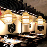 1 Head Teahouse Pendant Light Asia Wood Ceiling Suspension Lamp with Curved Bamboo Shade Clearhalo 'Ceiling Lights' 'Pendant Lights' 'Pendants' Lighting' 367353