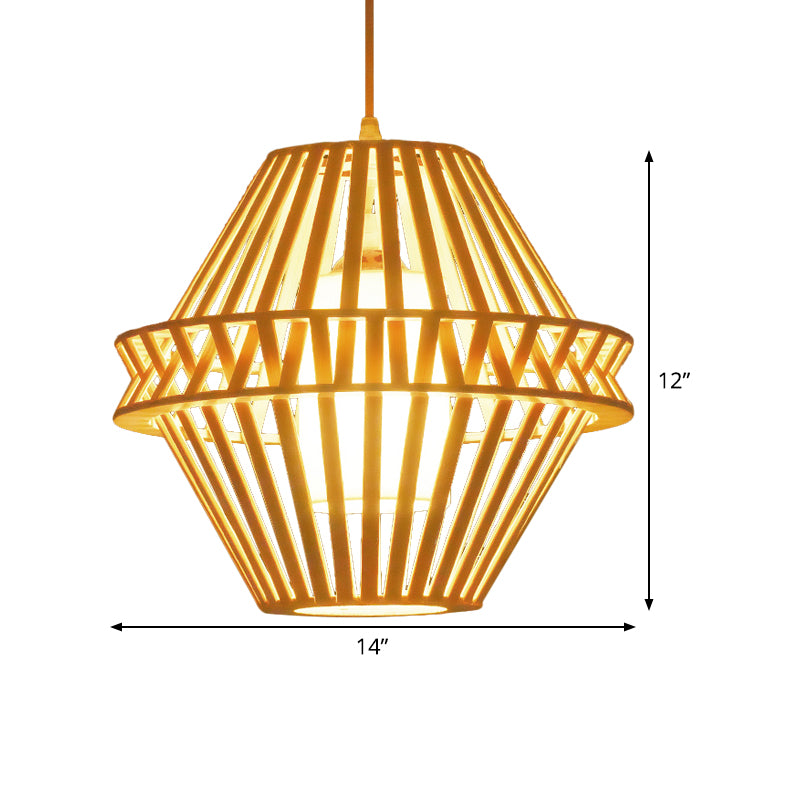 Conical Hanging Lamp Japanese Bamboo 1 Head 14"/18" Wide Beige Ceiling Pendant Light Clearhalo 'Ceiling Lights' 'Pendant Lights' 'Pendants' Lighting' 367368