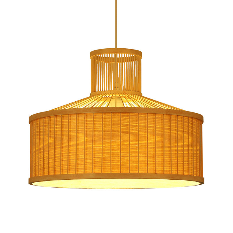 Urn Pendant Lighting Chinese Bamboo 1 Head Beige Ceiling Suspension Lamp, 18"/23.5" Wide Clearhalo 'Ceiling Lights' 'Pendant Lights' 'Pendants' Lighting' 367372