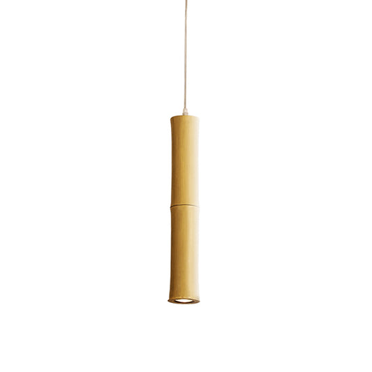 Asian 1 Head Ceiling Lamp Wood Cylindrical Hanging Pendant Light with Resin Shade Clearhalo 'Ceiling Lights' 'Pendant Lights' 'Pendants' Lighting' 367379