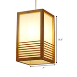1 Head Rectangular Pendant Lighting Japanese Wood Ceiling Hanging Light in Beige Clearhalo 'Ceiling Lights' 'Pendant Lights' 'Pendants' Lighting' 367400