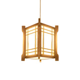 Wood Tower Hanging Lamp Chinese 1 Head Pendant Light Fixture in Beige for Restaurant Clearhalo 'Ceiling Lights' 'Pendant Lights' 'Pendants' Lighting' 367403