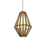 Cone Hanging Lamp Asia Wood 1 Head Brown Ceiling Pendant Light with Inner Tube White Parchment Shade Clearhalo 'Ceiling Lights' 'Pendant Lights' 'Pendants' Lighting' 367418