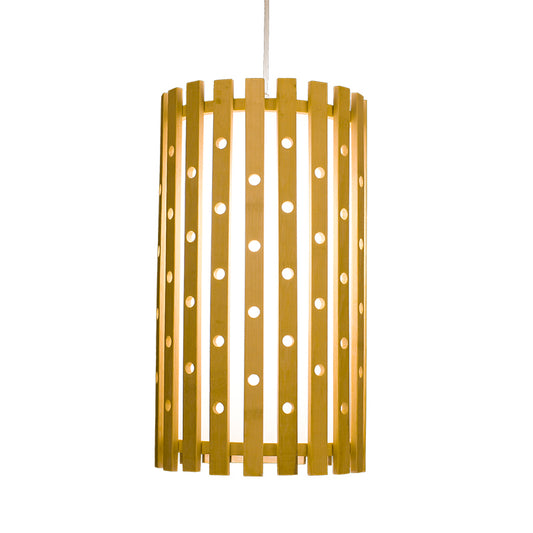 Wood Cylindrical Pendant Lighting Japanese 1 Bulb Hanging Light Fixture in Beige Clearhalo 'Ceiling Lights' 'Pendant Lights' 'Pendants' Lighting' 367423