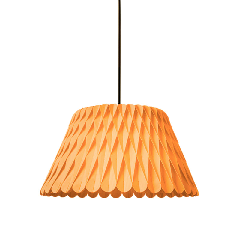 Wood Wide Flare Pendant Lighting Chinese 1 Bulb Ceiling Suspension Lamp in Dark Wood Clearhalo 'Ceiling Lights' 'Pendant Lights' 'Pendants' Lighting' 367444