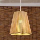 Chinese 1 Head Pendant Lamp Wood Tapered Ceiling Hanging Light with Bamboo Shade Clearhalo 'Ceiling Lights' 'Pendant Lights' 'Pendants' Lighting' 367452