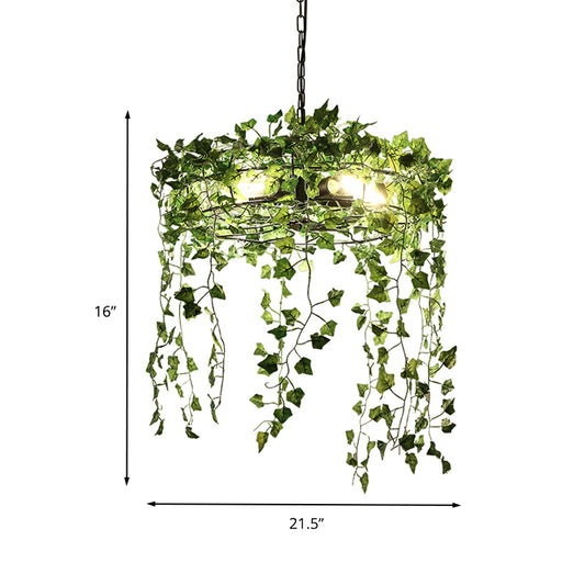 Metal Black Plant Chandelier Lamp Round 5 Bulbs Antique Hanging Ceiling Light for Restaurant Clearhalo 'Cast Iron' 'Ceiling Lights' 'Chandeliers' 'Industrial Chandeliers' 'Industrial' 'Metal' 'Middle Century Chandeliers' 'Rustic Chandeliers' 'Tiffany' Lighting' 367525