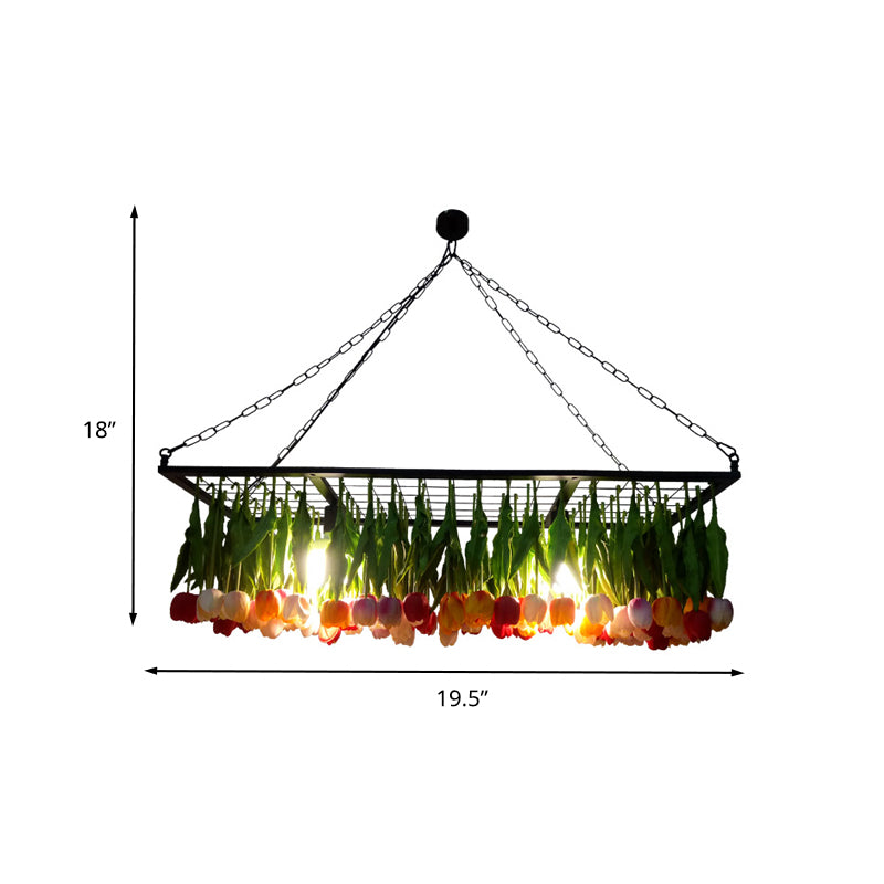 Green 3 Lights Pendant Chandelier Industrial Metal Tulip LED Hanging Light Fixture for Restaurant Clearhalo 'Ceiling Lights' 'Island Lights' Lighting' 367776