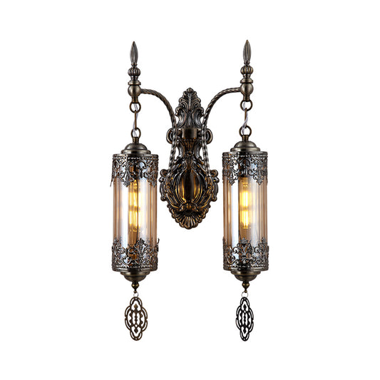 Cylinder Restaurant Wall Sconce Light Turkish Metal 1/2 Lights Bronze Wall Lighting Fixture Clearhalo 'Wall Lamps & Sconces' 'Wall Lights' Lighting' 367784