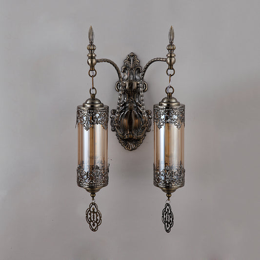 Cylinder Restaurant Wall Sconce Light Turkish Metal 1/2 Lights Bronze Wall Lighting Fixture Clearhalo 'Wall Lamps & Sconces' 'Wall Lights' Lighting' 367785