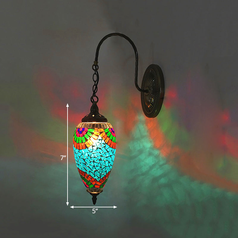 1 Light Cut Glass Wall Lighting Traditional Red/Orange/Green Teardrop Living Room Sconce Light Fixture Clearhalo 'Wall Lamps & Sconces' 'Wall Lights' Lighting' 367828