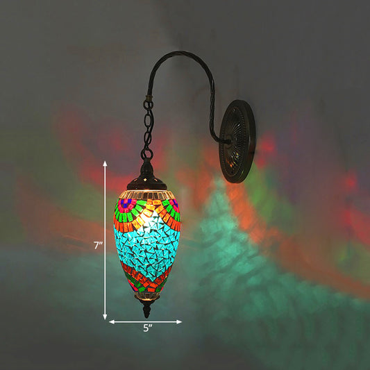 1 Light Cut Glass Wall Lighting Traditional Red/Orange/Green Teardrop Living Room Sconce Light Fixture Clearhalo 'Wall Lamps & Sconces' 'Wall Lights' Lighting' 367828