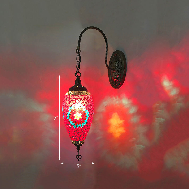 1 Light Cut Glass Wall Lighting Traditional Red/Orange/Green Teardrop Living Room Sconce Light Fixture Clearhalo 'Wall Lamps & Sconces' 'Wall Lights' Lighting' 367834