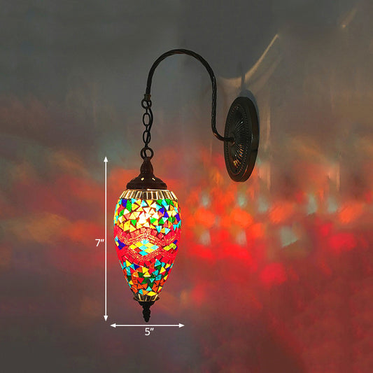 1 Light Cut Glass Wall Lighting Traditional Red/Orange/Green Teardrop Living Room Sconce Light Fixture Clearhalo 'Wall Lamps & Sconces' 'Wall Lights' Lighting' 367838