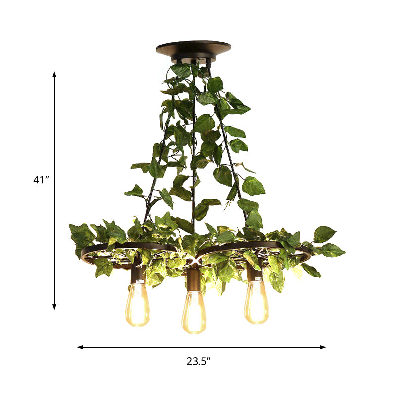 3/6 Heads Plant Ceiling Chandelier with Bare Bulb Metal Industrial Restaurant LED Pendant Light in Green Clearhalo 'Cast Iron' 'Ceiling Lights' 'Chandeliers' 'Industrial Chandeliers' 'Industrial' 'Metal' 'Middle Century Chandeliers' 'Rustic Chandeliers' 'Tiffany' Lighting' 368008