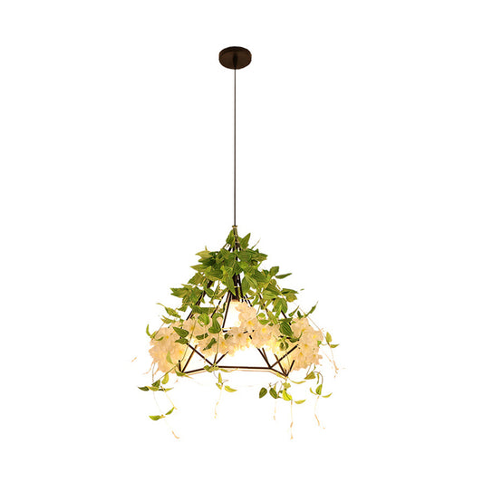 Cherry Blossom Restaurant Pendant Light Retro Metal 1 Head White LED Drop Lamp, 10"/15"/18" Width Clearhalo 'Art Deco Pendants' 'Cast Iron' 'Ceiling Lights' 'Ceramic' 'Crystal' 'Industrial Pendants' 'Industrial' 'Metal' 'Middle Century Pendants' 'Pendant Lights' 'Pendants' 'Tiffany' Lighting' 368083