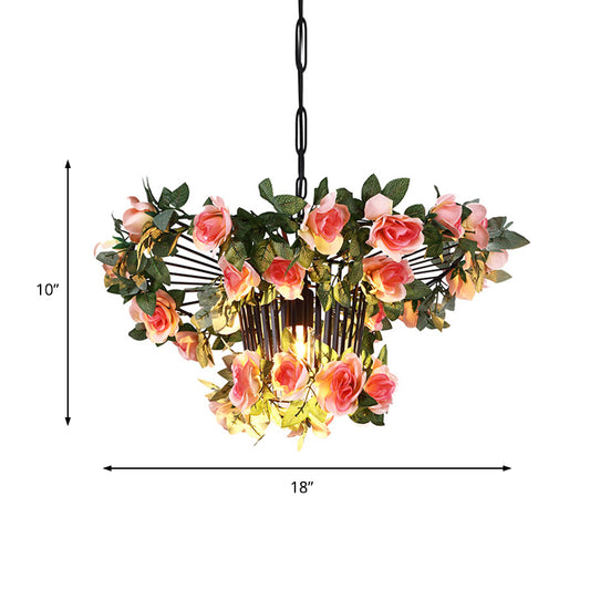 18"/23.5" Wide 1 Light Rose Pendant Light Industrial Pink Metal Hanging Lamp for Restaurant Clearhalo 'Art Deco Pendants' 'Cast Iron' 'Ceiling Lights' 'Ceramic' 'Crystal' 'Industrial Pendants' 'Industrial' 'Metal' 'Middle Century Pendants' 'Pendant Lights' 'Pendants' 'Tiffany' Lighting' 368137