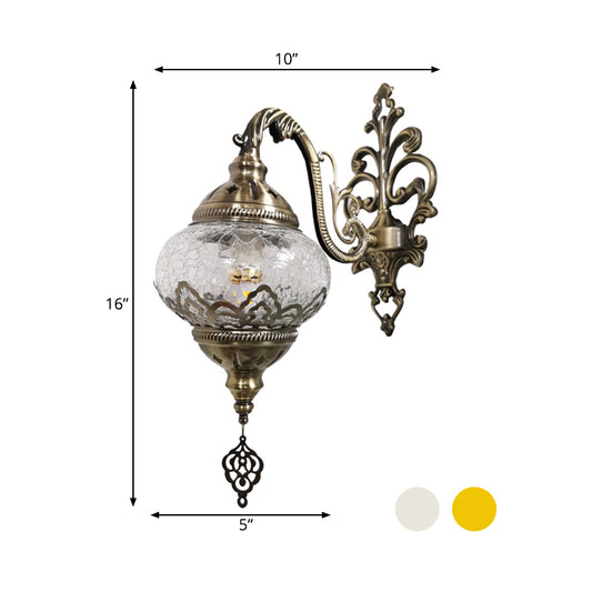 Traditional Ball Sconce Light Fixture 1 Bulb Metal Wall Mount Lighting in White/Yellow, 5"/7" Wide Clearhalo 'Wall Lamps & Sconces' 'Wall Lights' Lighting' 368311