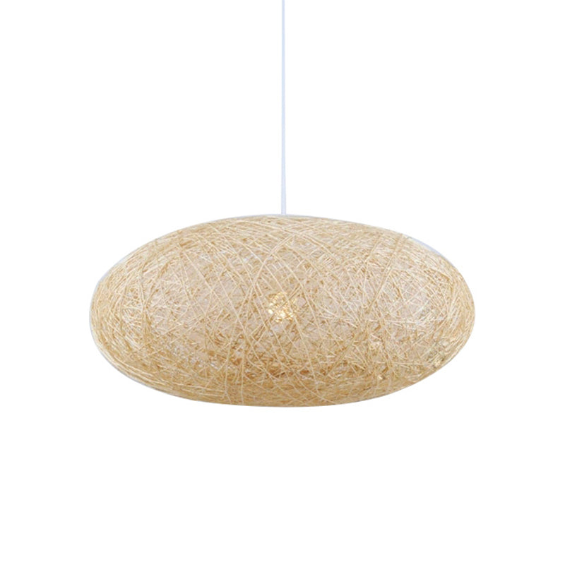 Hand Woven Ceiling Light Japanese Bamboo 1 Bulb Suspended Lighting Fixture in Flaxen Clearhalo 'Ceiling Lights' 'Pendant Lights' 'Pendants' Lighting' 369026