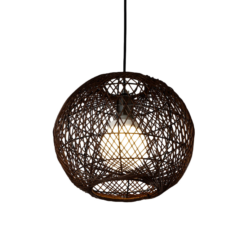 Japanese Global Hanging Light Bamboo 1 Head Suspended Lighting Fixture in Coffee Clearhalo 'Ceiling Lights' 'Pendant Lights' 'Pendants' Lighting' 369053