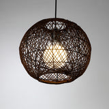 Japanese Global Hanging Light Bamboo 1 Head Suspended Lighting Fixture in Coffee Clearhalo 'Ceiling Lights' 'Pendant Lights' 'Pendants' Lighting' 369054