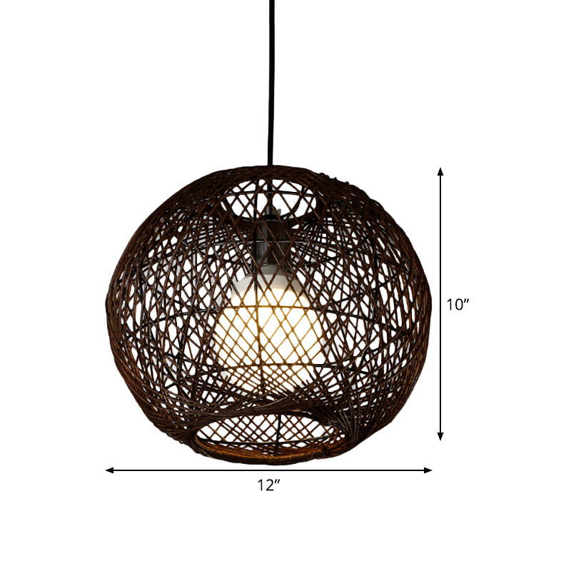 Japanese Global Hanging Light Bamboo 1 Head Suspended Lighting Fixture in Coffee Clearhalo 'Ceiling Lights' 'Pendant Lights' 'Pendants' Lighting' 369055