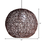 Sphere Pendant Lamp Asia Rattan 1 Head Coffee Hanging Light Fixture for Living Room Clearhalo 'Ceiling Lights' 'Pendant Lights' 'Pendants' Lighting' 369065