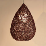 Chinese 1 Bulb Hanging Light Brown Pear Pendant Lighting Fixture with Rattan Shade Clearhalo 'Ceiling Lights' 'Pendant Lights' 'Pendants' Lighting' 369101