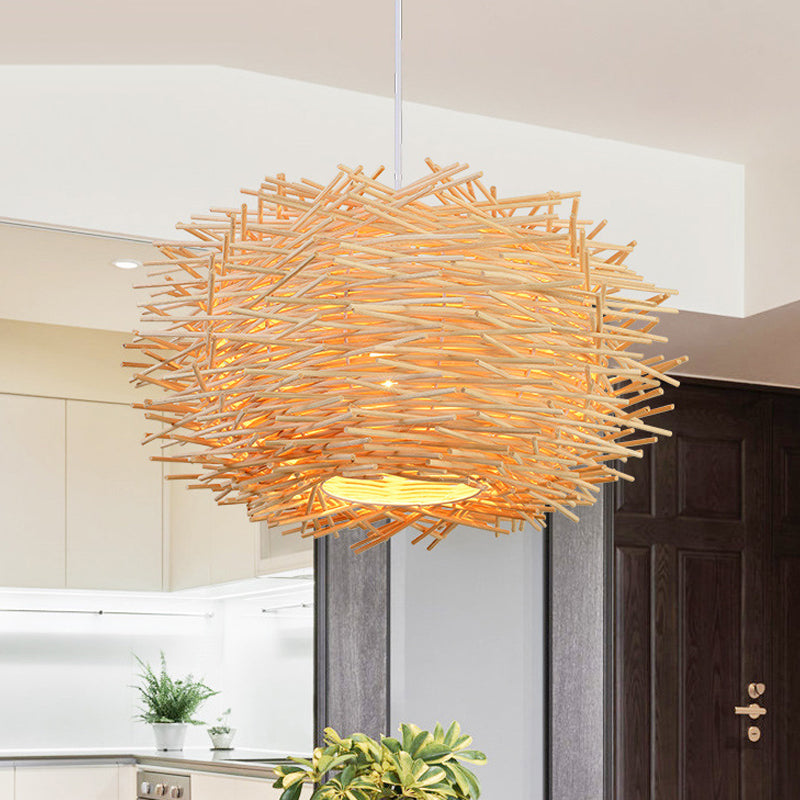 Chinese 1 Bulb Ceiling Lamp White Global Hanging Pendant Light with Rattan Shade Clearhalo 'Ceiling Lights' 'Pendant Lights' 'Pendants' Lighting' 369127