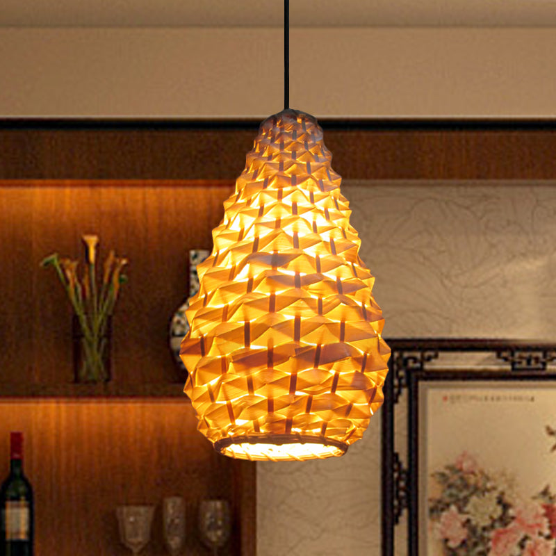 Jar Pendant Lighting Japanese Bamboo 1 Head 8"/16" Wide Beige Ceiling Suspension Lamp Beige Clearhalo 'Ceiling Lights' 'Pendant Lights' 'Pendants' Lighting' 369165_62c0b3f3-0aee-4436-897a-57e75fb3a8ae