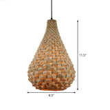 Gourd Pendant Lighting Japanese Bamboo 1 Head Beige Hanging Ceiling Light, 8.5"/14" Wide Clearhalo 'Ceiling Lights' 'Pendant Lights' 'Pendants' Lighting' 369180