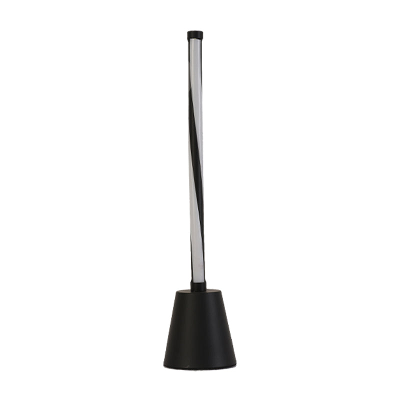 Minimalist LED Task Lighting White/Black Tubular Nightstand Lamp with Acrylic Shade, White/Warm Light Black Clearhalo 'Lamps' 'Table Lamps' Lighting' 369229