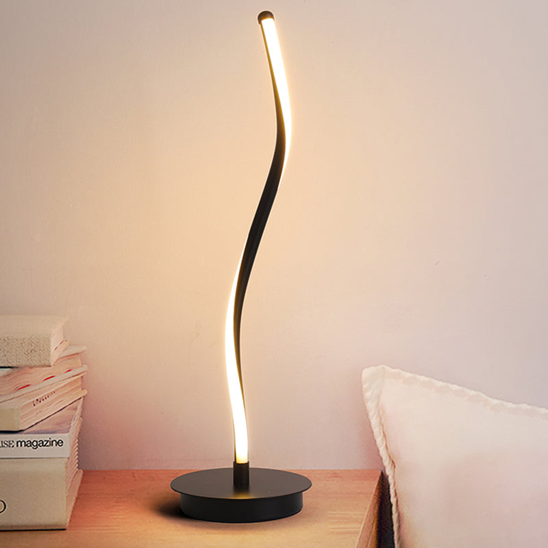 LED Curved Task Light Modernism Acrylic Night Table Lamp in White/Black for Living Room Clearhalo 'Lamps' 'Table Lamps' Lighting' 369232