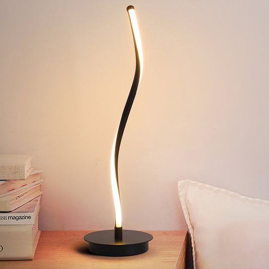 LED Curved Task Light Modernism Acrylic Night Table Lamp in White/Black for Living Room Clearhalo 'Lamps' 'Table Lamps' Lighting' 369232