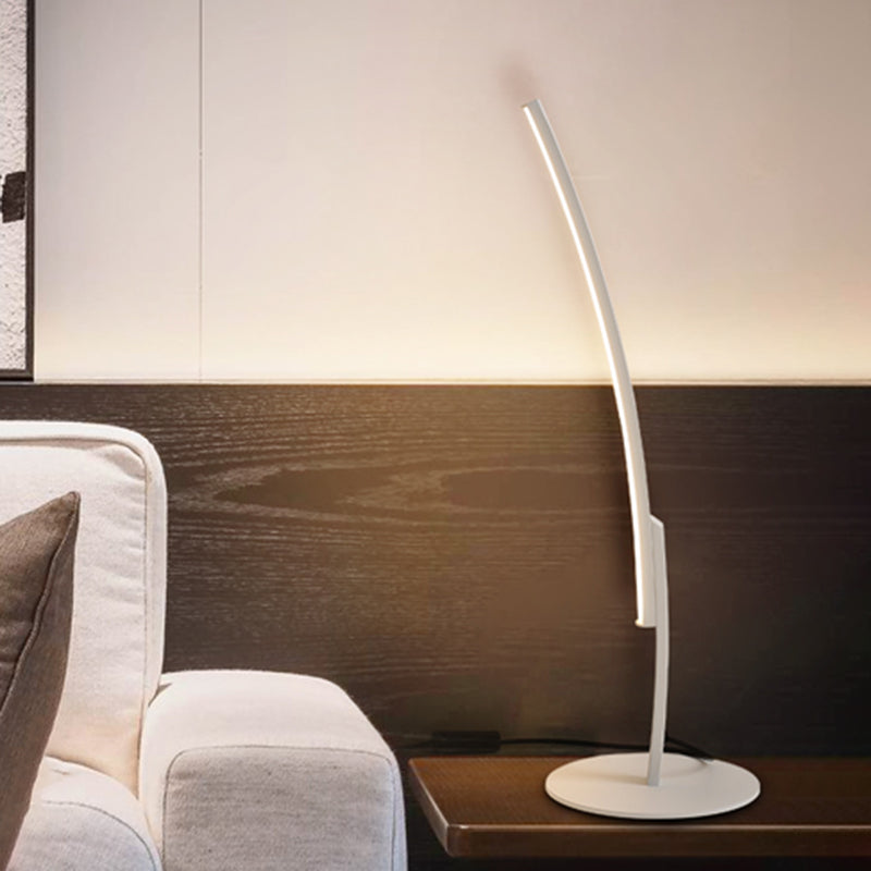 LED Bedroom Task Lighting Modernism White/Black Small Desk Lamp with Curvy Acrylic Shade Clearhalo 'Lamps' 'Table Lamps' Lighting' 369241