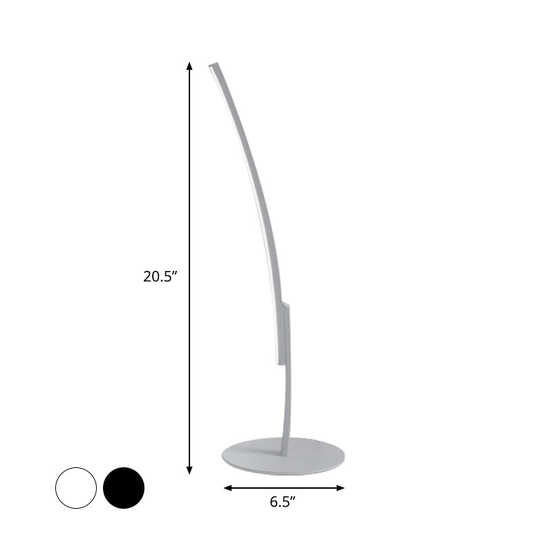 LED Bedroom Task Lighting Modernism White/Black Small Desk Lamp with Curvy Acrylic Shade Clearhalo 'Lamps' 'Table Lamps' Lighting' 369243