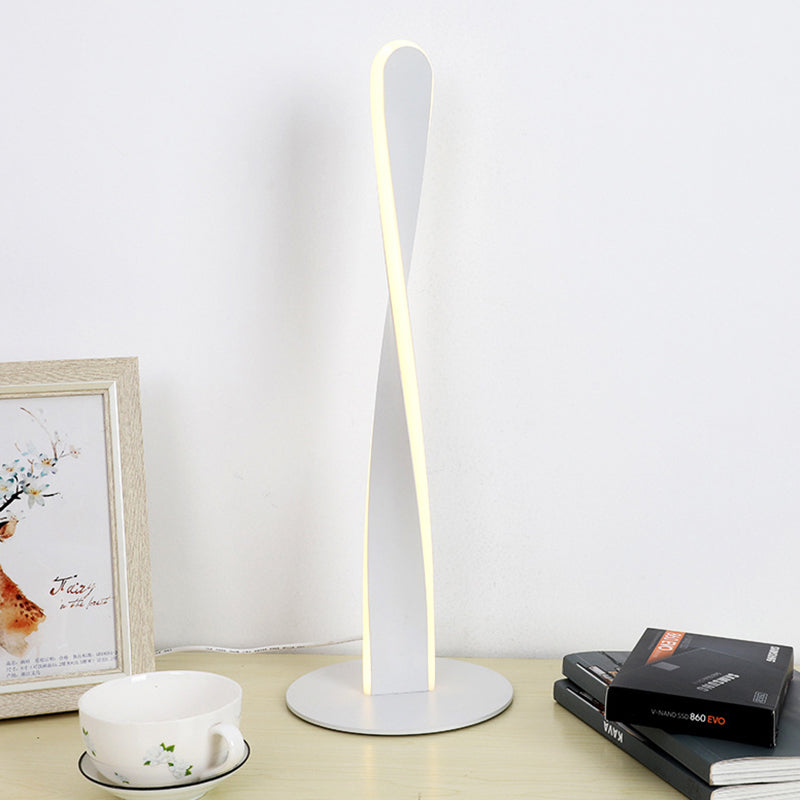 White Spiral Reading Book Light Modernist LED Acrylic Small Desk Lamp for Bedroom Clearhalo 'Lamps' 'Table Lamps' Lighting' 369377