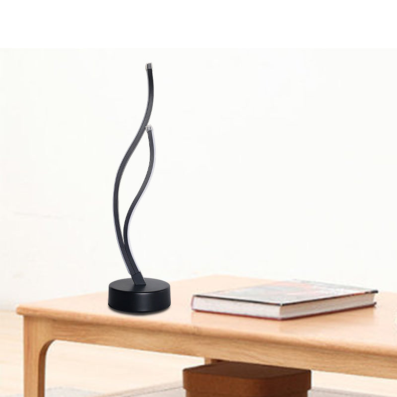 LED Living Room Desk Light Modernist Black/White Task Lighting with Curved Acrylic Shade Black Clearhalo 'Lamps' 'Table Lamps' Lighting' 369388