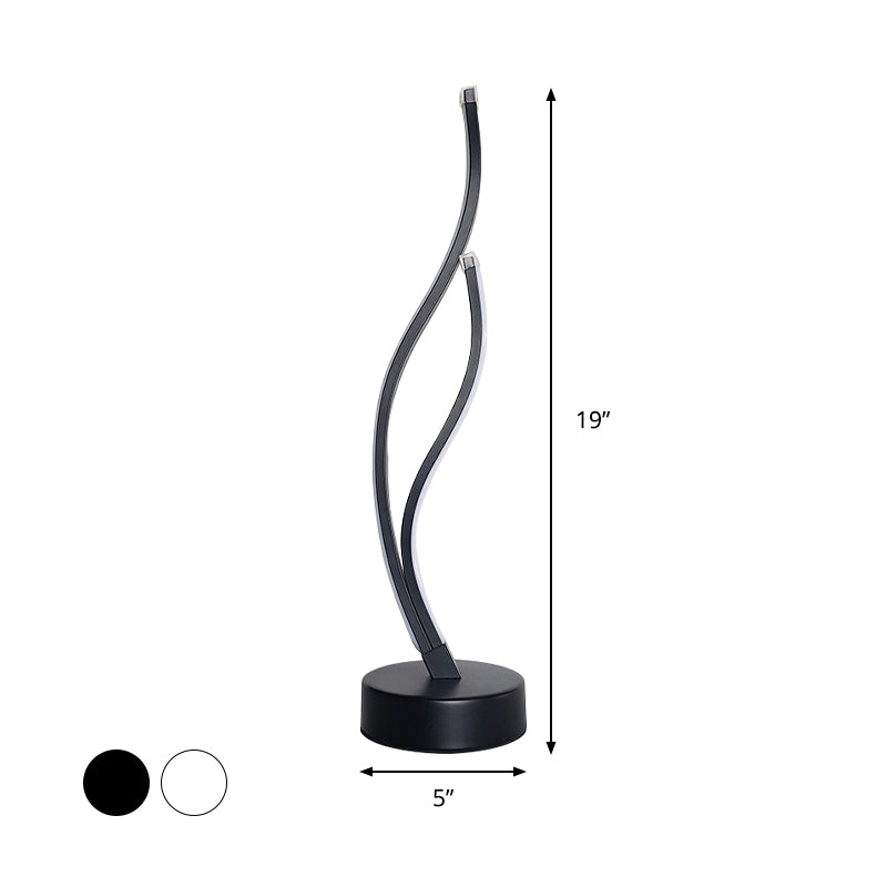 LED Living Room Desk Light Modernist Black/White Task Lighting with Curved Acrylic Shade Clearhalo 'Lamps' 'Table Lamps' Lighting' 369392